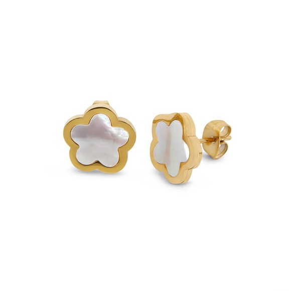 Gold and White Floral Necklace Set - Picture 6 of 9